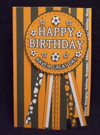 Hull City Rosette Over Edge All Ages Birthday Father's Day by Suzi Cooper