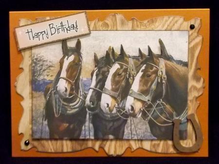 Lovely Vintage Shire Horses in Wooden Frame by Suzi Cooper