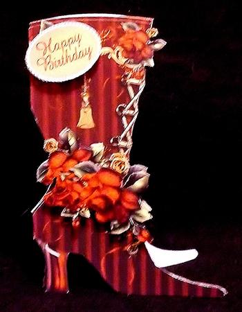 Shades of Red Vintage Ladies Boot Plus Gift Card by Suzi Cooper