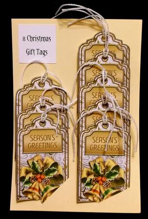 Gold Bells and Holly Gift Tags - Season's Greetings by Suzi Cooper