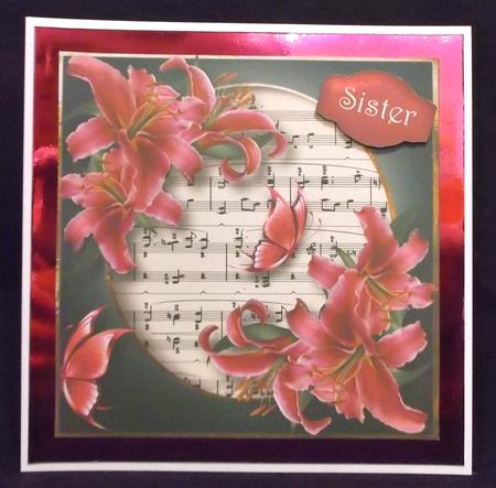 Hot Pink Lilies & Butterflies 8x8 by Suzi Cooper
