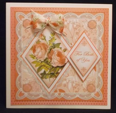 Pink Roses Both of You 7in Double Diamond Topper by Suzi Cooper