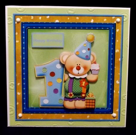 Teddy Clown Card with Decoupage by Suzi Cooper
