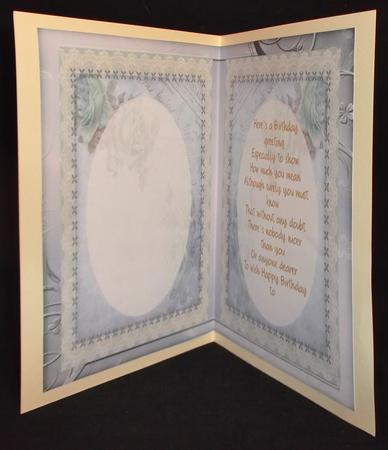 Birthday Incert Blue , with Verse  by Suzi Cooper