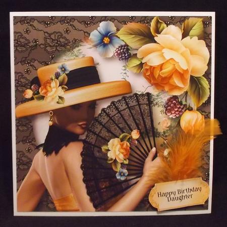 Black Lace & Peach Roses Quick Topper by Suzi Cooper