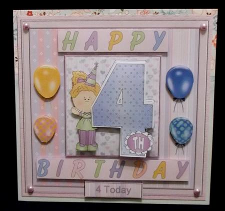 Happy 4th Birthday 8x8ins Mini Kit by Suzi Cooper