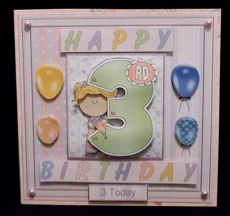 Happy 3rd Birthday 8x8ins Mini Kit by Suzi Cooper