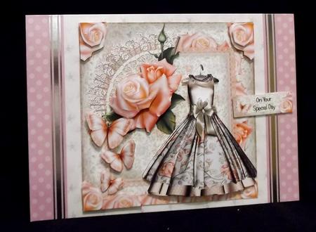 Beautiful Vintage Pink Rose Dress Card Front by Suzi Cooper