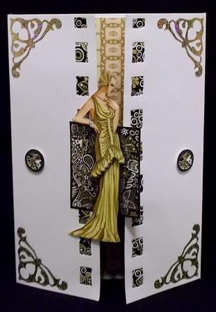 Lady in Yellow Dress Decoupage by Suzi Cooper
