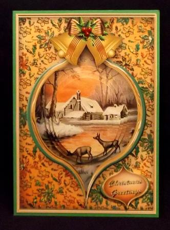 Christmas Sunset Pyramid Card Front by Suzi Cooper