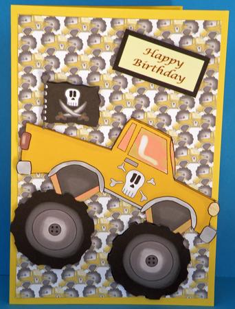 Yellow Monster Truck Decoupage by Suzi Cooper