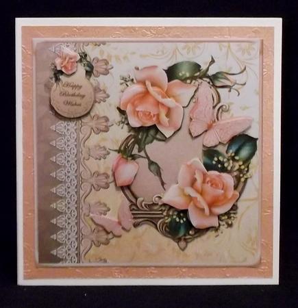 Roses with Ornate Border Card Front by Suzi Cooper