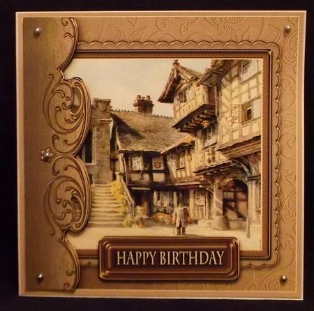 Vintage Building Leycester 8in x 8in Decoupage by Suzi Cooper