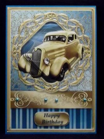 Gold Car Framed Pyramid Card by Suzi Cooper
