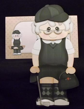 3D on the Shelf Card Kit - Golfing Old Lady Edna by Suzi Cooper