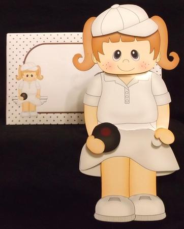 3D on the Shelf Card Kit - Lawn Bowls Girl Ruby by Suzi Cooper