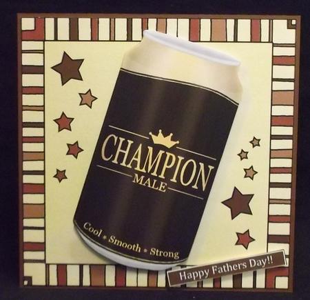 Champion Male Beer Can Quick Card N 3D Decoupage by Suzi Cooper
