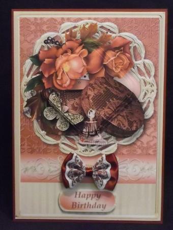 Gift and Roses Framed Pyramid Card Front by Suzi Cooper