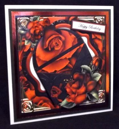 Open Envelope Card Front Mini Kit - Red Roses & Black by Suzi Cooper