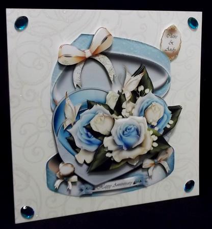 Soft Blue Gift Box with Roses by Suzi Cooper