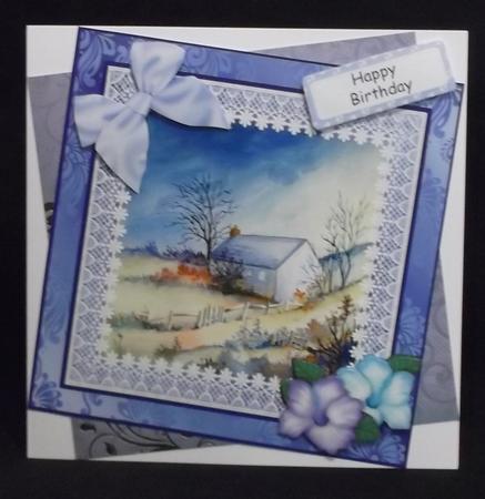 8x8 Country Cottage with Sentiments and Decoupage by Suzi Cooper