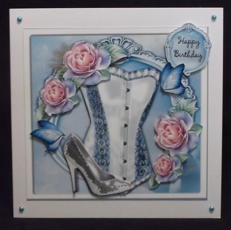 Beautiful White & Silver Corset with Roses 8x8 Mini Kit by Suzi Cooper