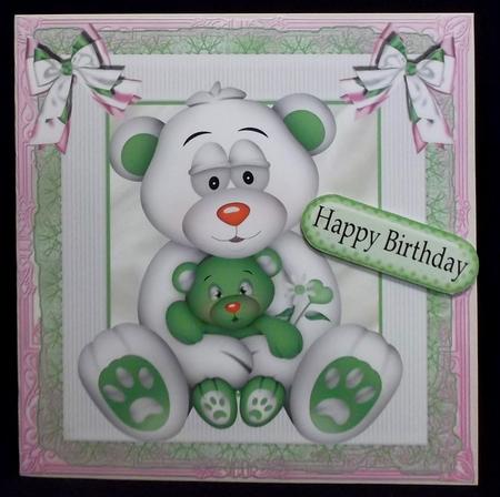 Cute Little Mummy Bear and Baby Bear with Bows 8x8 by Suzi Cooper
