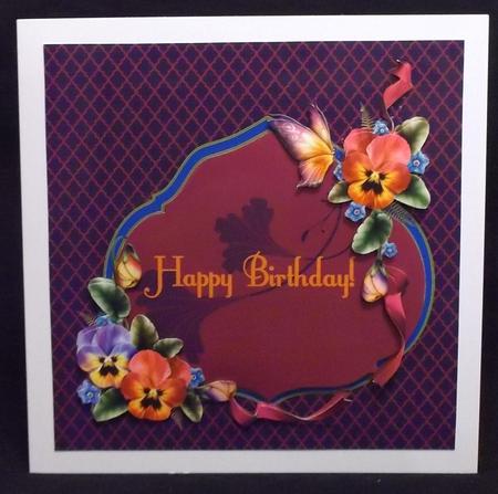 Arabian Qua-trefoil Pansies Card Making Kit by Suzi Cooper