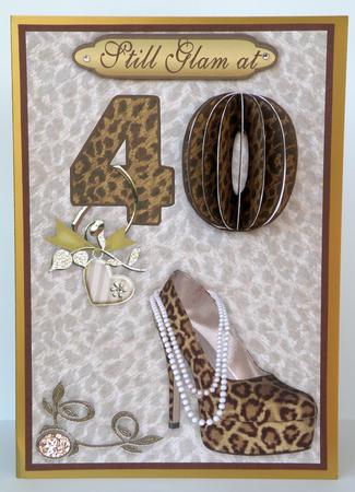 3D 40th Embellishment and Glam Card Front by Suzi Cooper