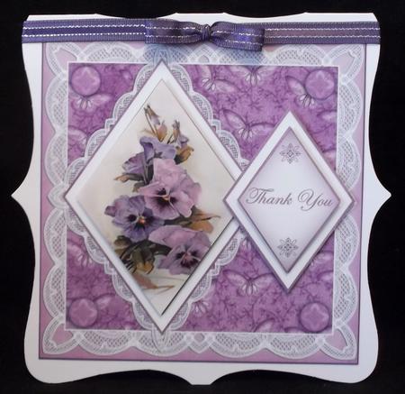 Pansies Thank You 7in Double Diamond Topper by Suzi Cooper