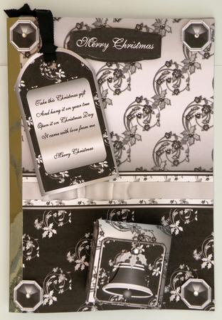 3D Black and Silver Gift Bag N Tag, Decoration A4 Card Kit by Suzi Cooper