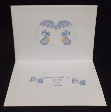 New Baby Boy Twins Pearls and Lace Pyramid Insert by Suzi Cooper