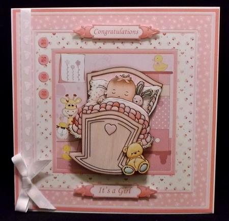 Cute Cradle New Baby Girl 8x8 Mini Kit & Decoupage by Suzi Cooper