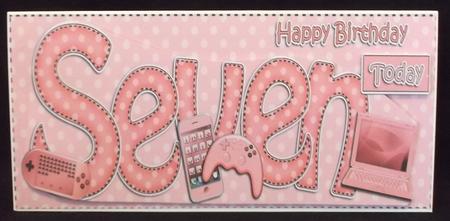 Large Dl 7th Birthday Gadgets N Gizmos Card & 3D Decoupage by Suzi Cooper