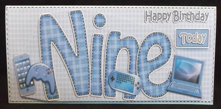 Large Dl 9th Birthday Gadgets N Gizmos Card & 3D Decoupage by Suzi Cooper