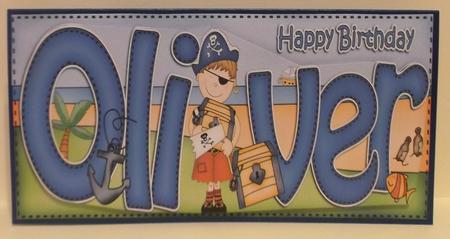 Pirates Birthday Oliver Large Dl Quick Card 3D Decoupage by Suzi Cooper