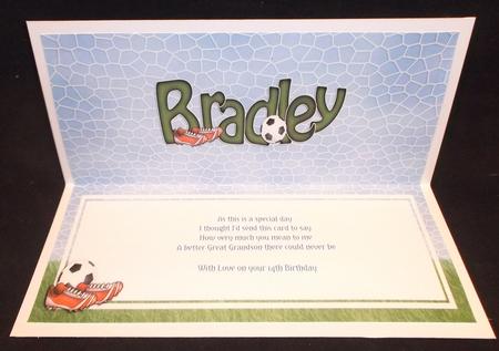 Large Dl Birthday Bradley Football Matching Insert by Suzi Cooper