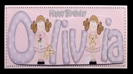 Girlz Birthday Olivia Large Dl Quick Card 3D Decoupage by Suzi Cooper