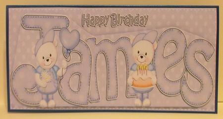 Large Dl Birthday James Teddy Card N 3D Decoupage by Suzi Cooper