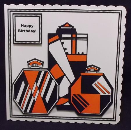 Art Deco Scent Bottles Perfume 8"x 8" Digi Stamp Card Topper by Suzi Cooper