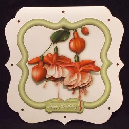 6" x 6" Fuschia Flowers with Decoupage Card Topper by Suzi Cooper