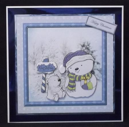 Which Way to the North Pole 7x7 Card with Decoupage by Suzi Cooper