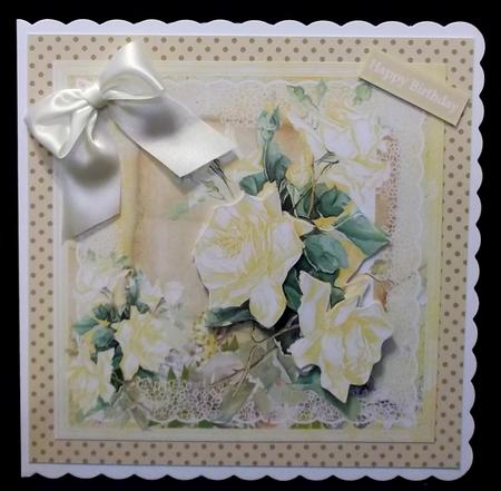 Lemon Rose Spray Card with Decoupage by Suzi Cooper