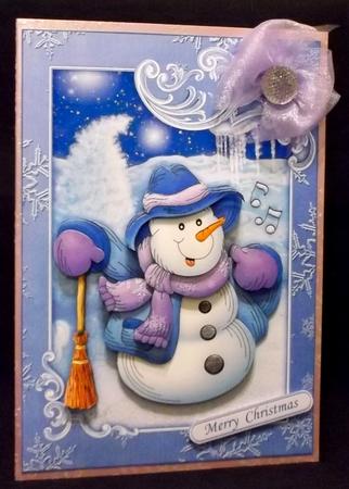 Singng Snowman Christmas Topper Decoupage Insert Mini Kit by Suzi Cooper