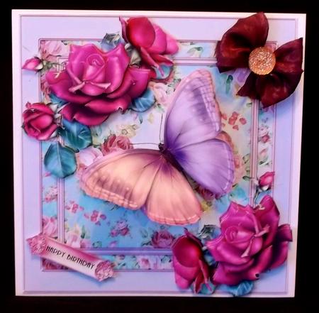 Beautiful Lilac Roses Card Front Kit by Suzi Cooper