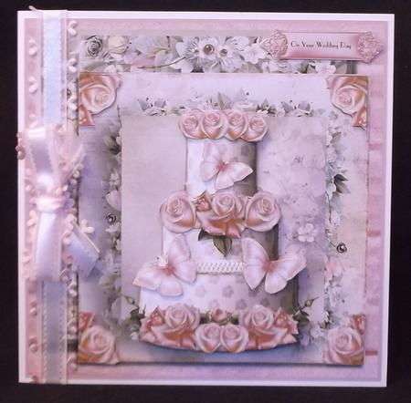 The Pink Rose Wedding Cake Card Front by Suzi Cooper