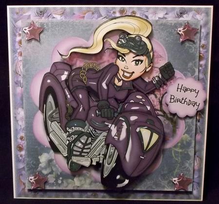The Purple Biker Star Card Front Kit by Suzi Cooper