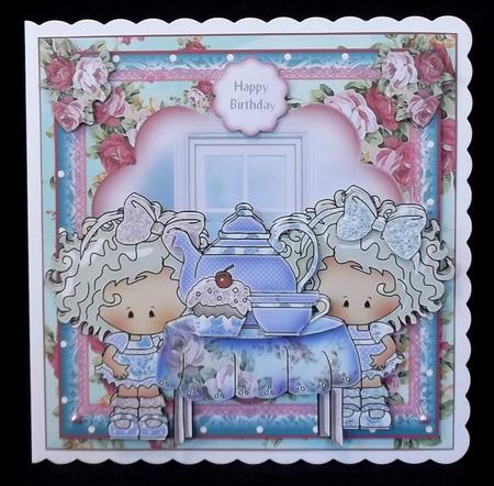 The Twins Tea Party Card Front Kit by Suzi Cooper