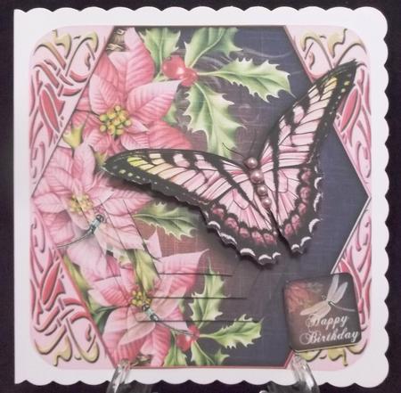 Cardtopper Lovely Butterfly Pink Green 403 by Suzi Cooper