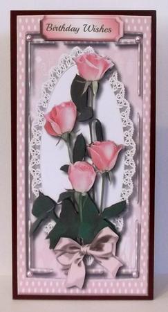 Lovely Pink D.l with Roses and Verse  by Suzi Cooper